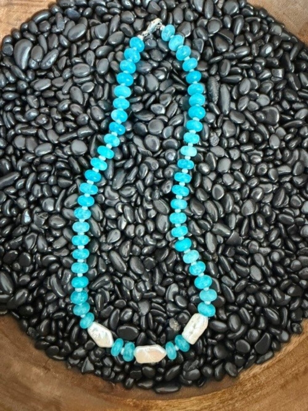 Aqua Jade, Freshwater Pearl & Natural Shell Necklace